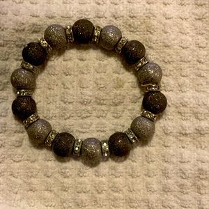 Carissima Bijoux Black and Gray Glittery Bead Bracelet